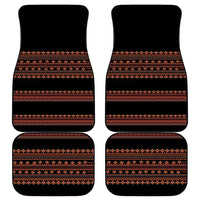Black car floor mats set of 4 with red and orange geometric stripe pattern