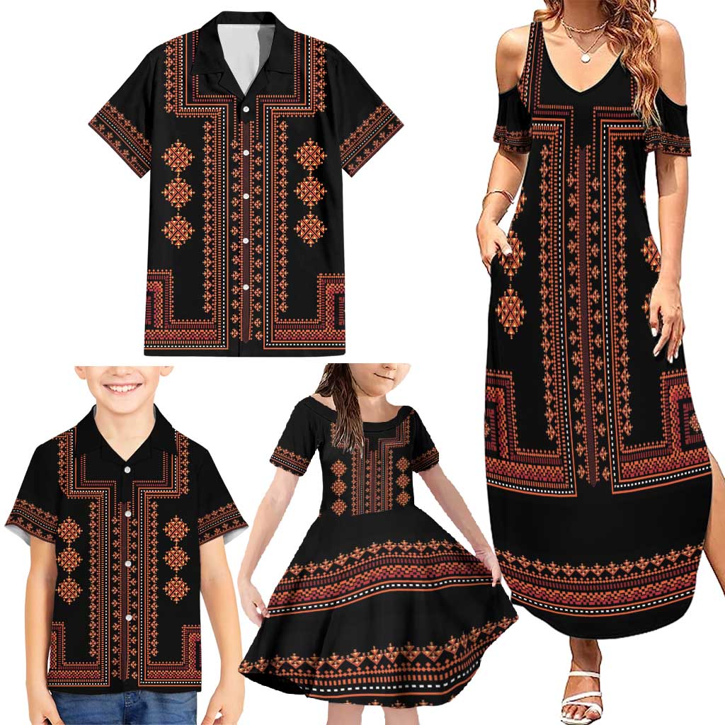 Bulgaria Traditional Pattern Red Family Matching Summer Maxi Dress and Hawaiian Shirt Balkan Culture - Wonder Print Shop