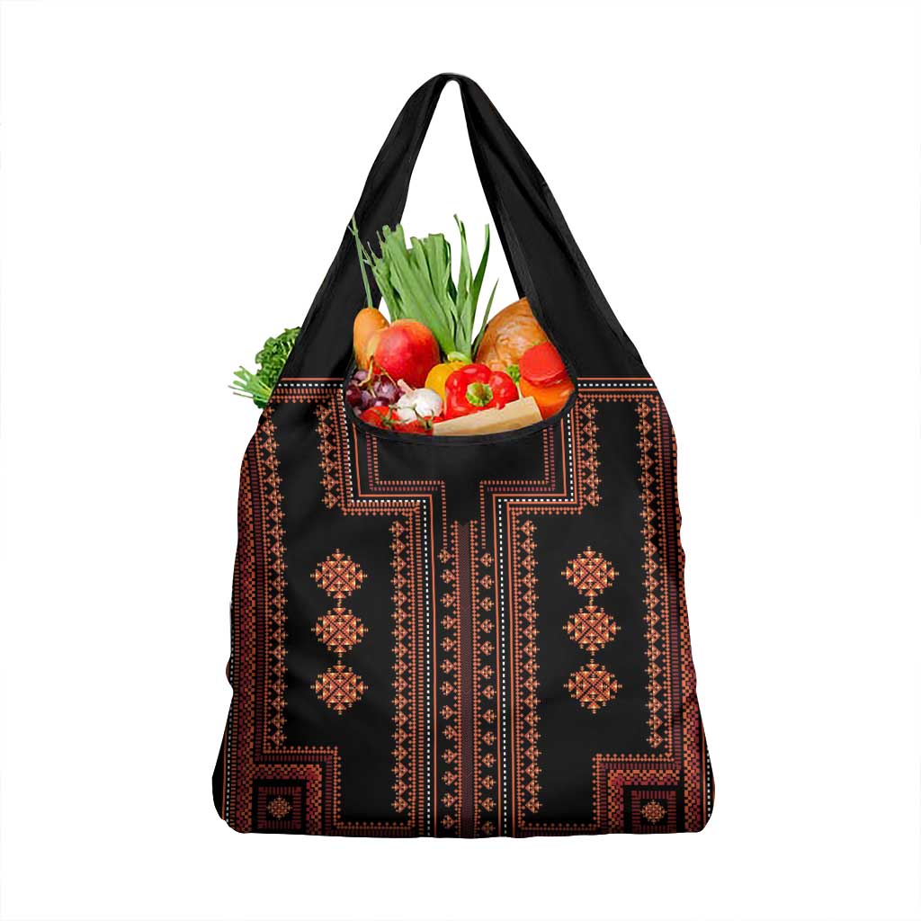 Bulgaria Traditional Pattern Red Grocery Bag Balkan Culture