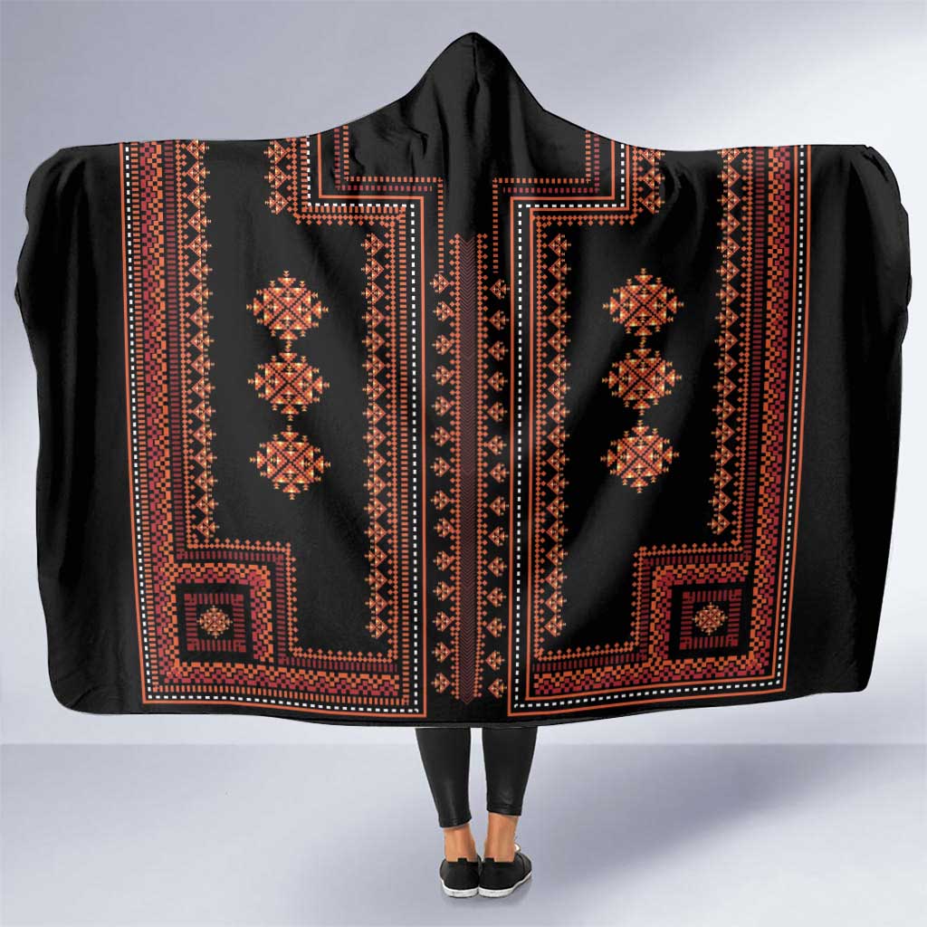 Bulgaria Traditional Pattern Red Hooded Blanket Balkan Culture