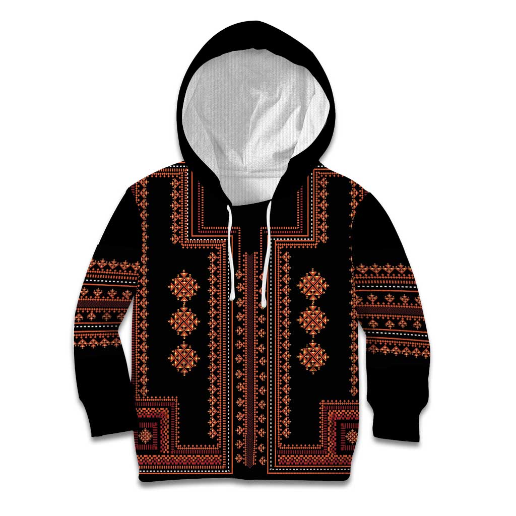 Bulgaria Traditional Pattern Red Kid Hoodie Balkan Culture - Wonder Print Shop