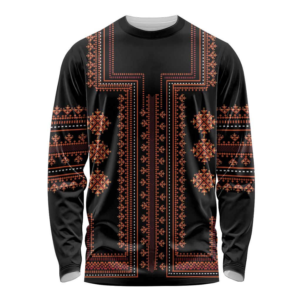 Bulgaria Traditional Pattern Red Long Sleeve Shirt Balkan Culture - Wonder Print Shop