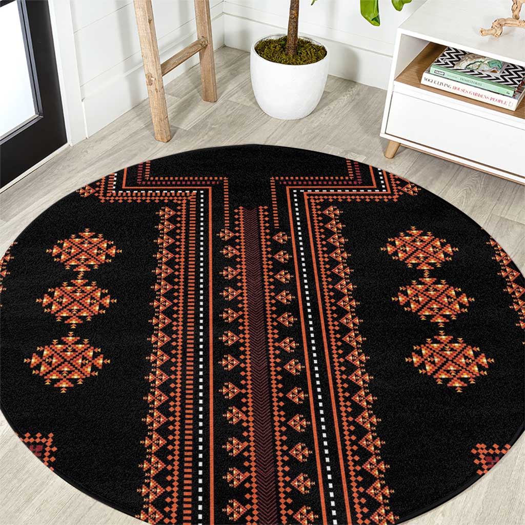 Bulgaria Traditional Pattern Red Round Carpet Balkan Culture