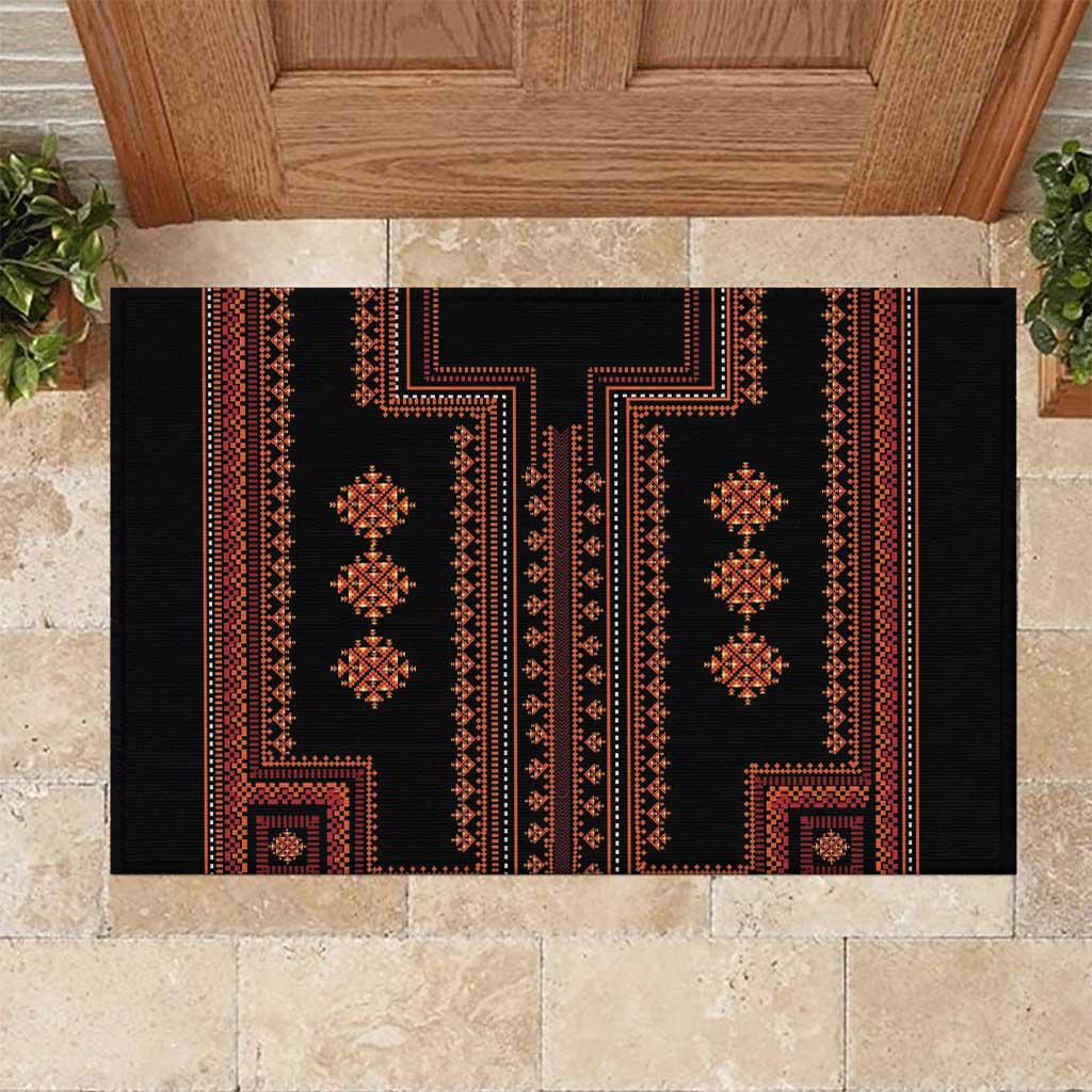 Bulgaria Traditional Pattern Red Rubber Doormat Balkan Culture - Wonder Print Shop