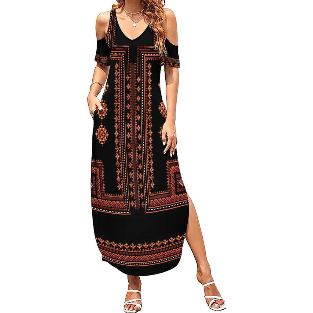 Bulgaria Traditional Pattern Red Summer Maxi Dress Balkan Culture - Wonder Print Shop