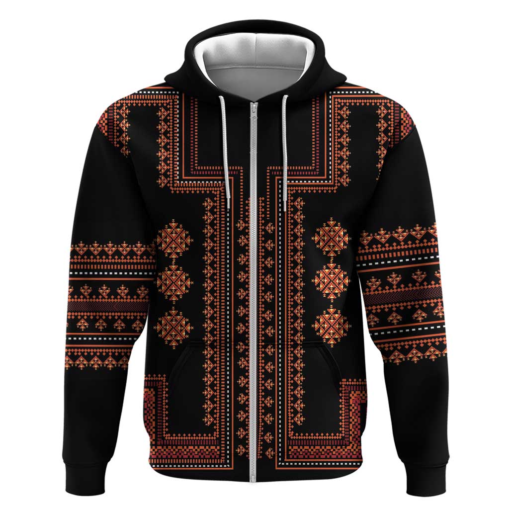 Bulgaria Traditional Pattern Red Zip Hoodie Balkan Culture - Wonder Print Shop