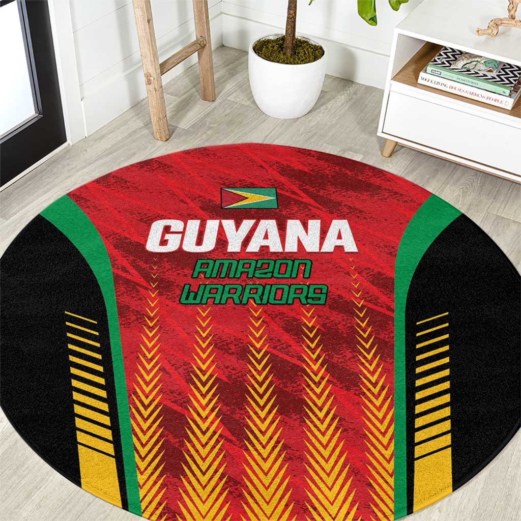 Custom Amazon Warriors Guyana Cricket Round Carpet Ready For Glory Red Version - Wonder Print Shop