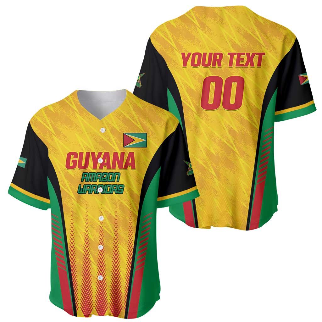 Custom Amazon Warriors Guyana Cricket Baseball Jersey Ready For Glory Yellow Version - Wonder Print Shop