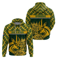 Set of two green pullover hoodies: one “SOUTH AFRICA”, one “GO SPRINGBOKS”