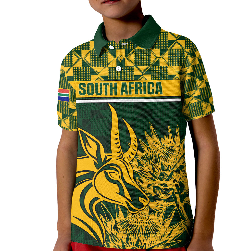 South Africa Rugby Kid Polo Shirt Go Springboks African Pattern LT01