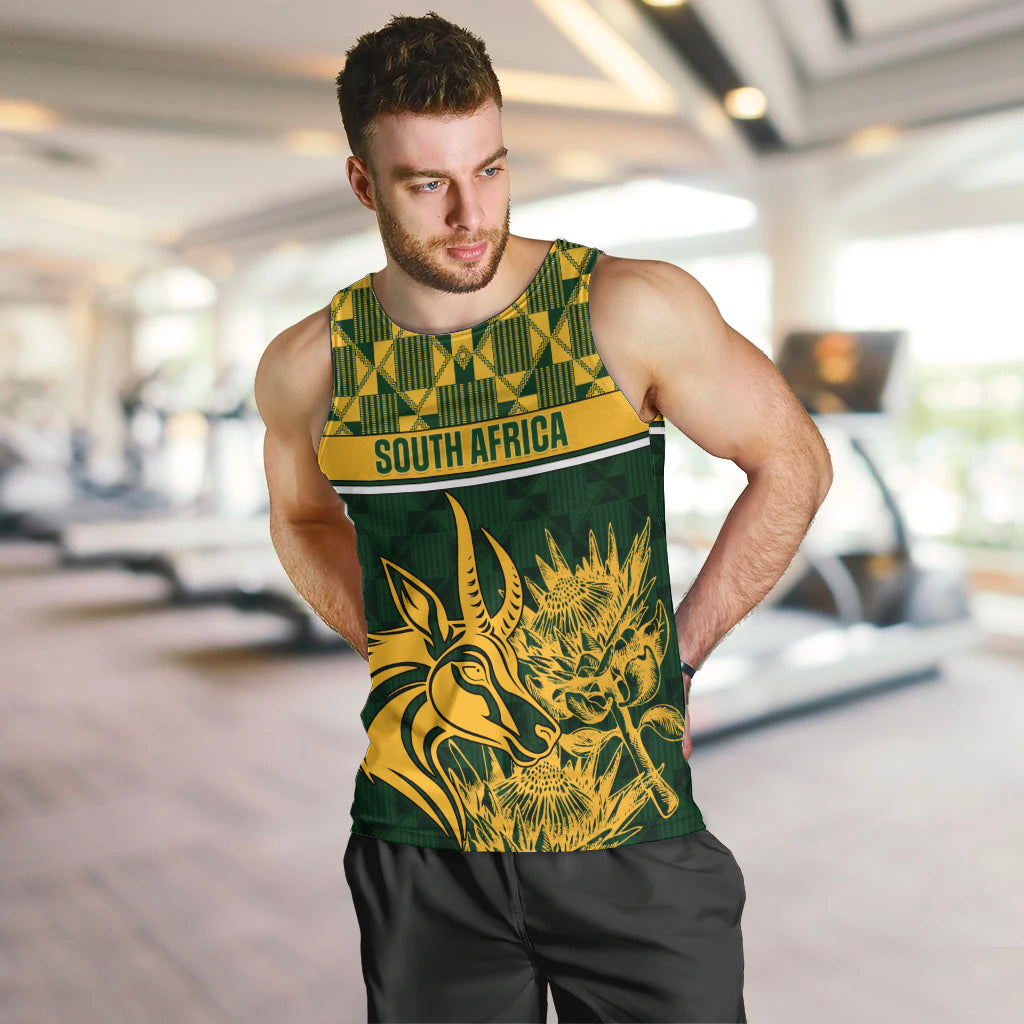 South Africa Rugby Men Tank Top Go Springboks African Pattern LT01