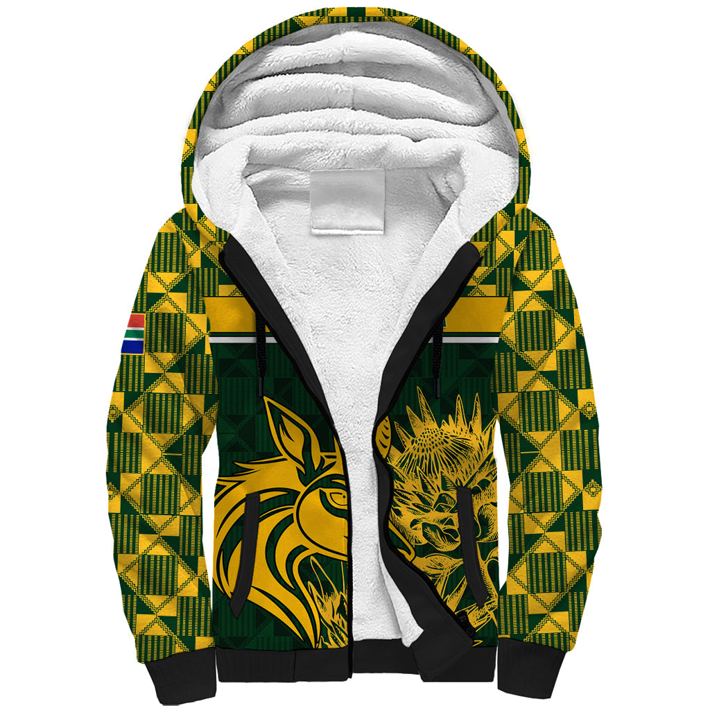 South Africa Rugby Sherpa Hoodie Go Springboks African Pattern - Wonder Print Shop