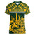 South Africa Rugby Women V Neck T Shirt Go Springboks African Pattern - Wonder Print Shop