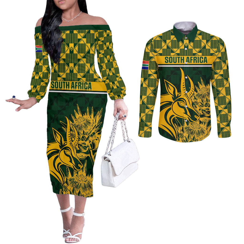 custom-south-africa-rugby-couples-matching-off-the-shoulder-long-sleeve-dress-and-long-sleeve-button-shirts-go-springboks-african-pattern