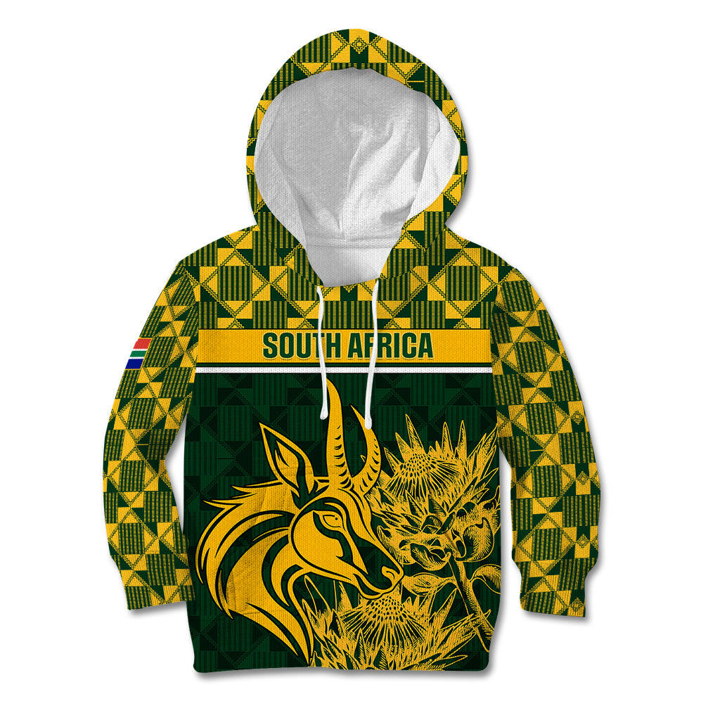 Custom South Africa Rugby Kid Hoodie Go Springboks African Pattern - Wonder Print Shop