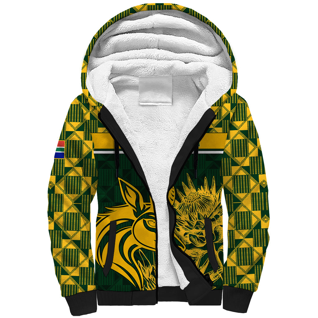 Custom South Africa Rugby Sherpa Hoodie Go Springboks African Pattern - Wonder Print Shop