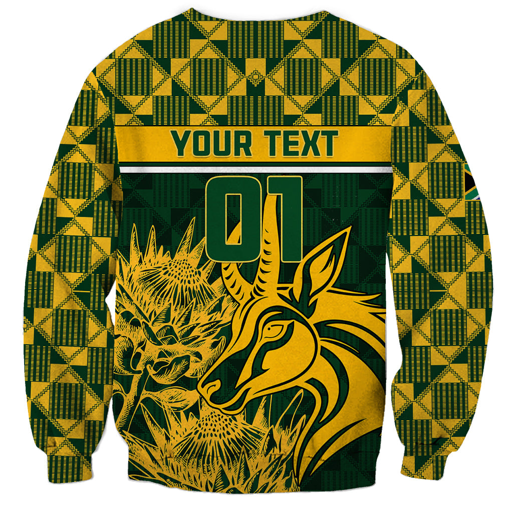 Green rugby sweatshirt with yellow check pattern and Your Text 01 graphic on chest