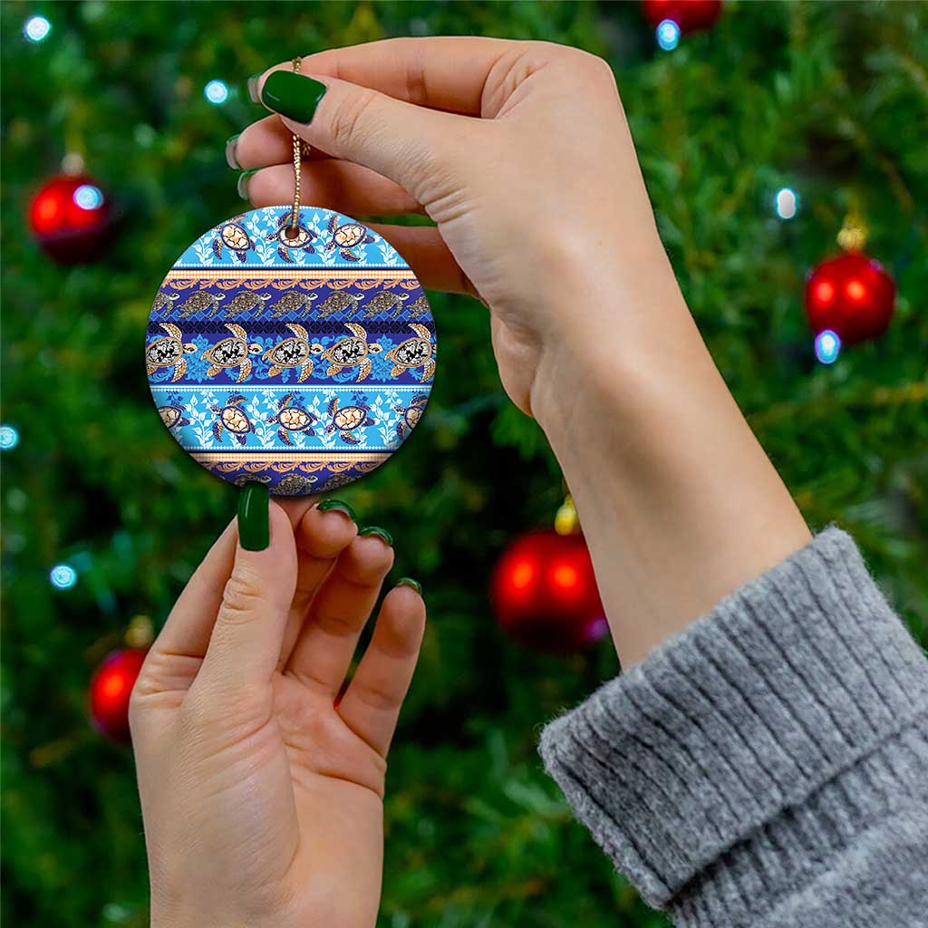 Hawaii Turtles Pattern Special Blue Ceramic Ornament - Wonder Print Shop