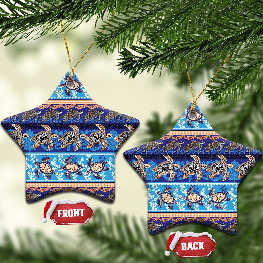 Hawaii Turtles Pattern Special Blue Ceramic Ornament - Wonder Print Shop