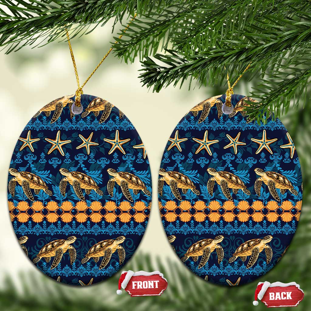 Hawaii Turtles Starfish Unique Pattern Ceramic Ornament - Wonder Print Shop