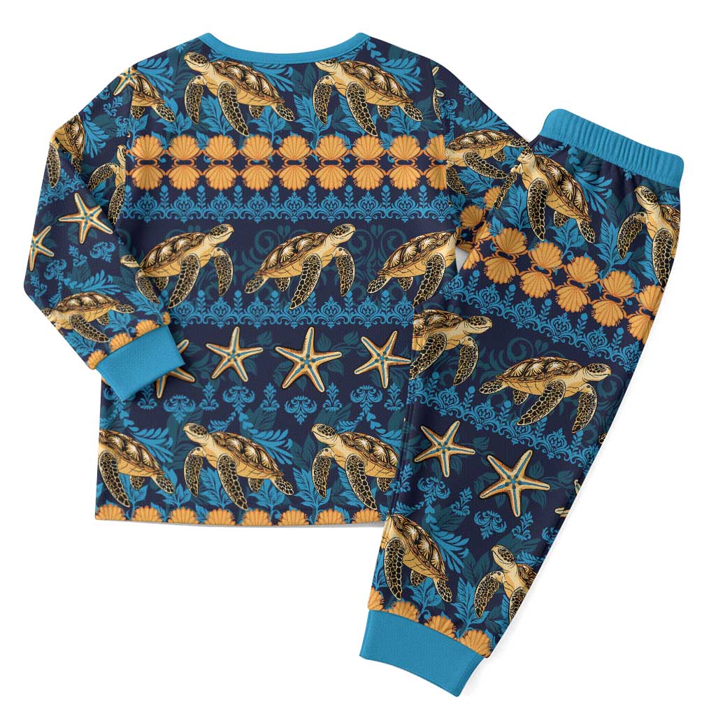 Hawaii Turtles Starfish Unique Pattern Christmas Pajama Set - Wonder Print Shop