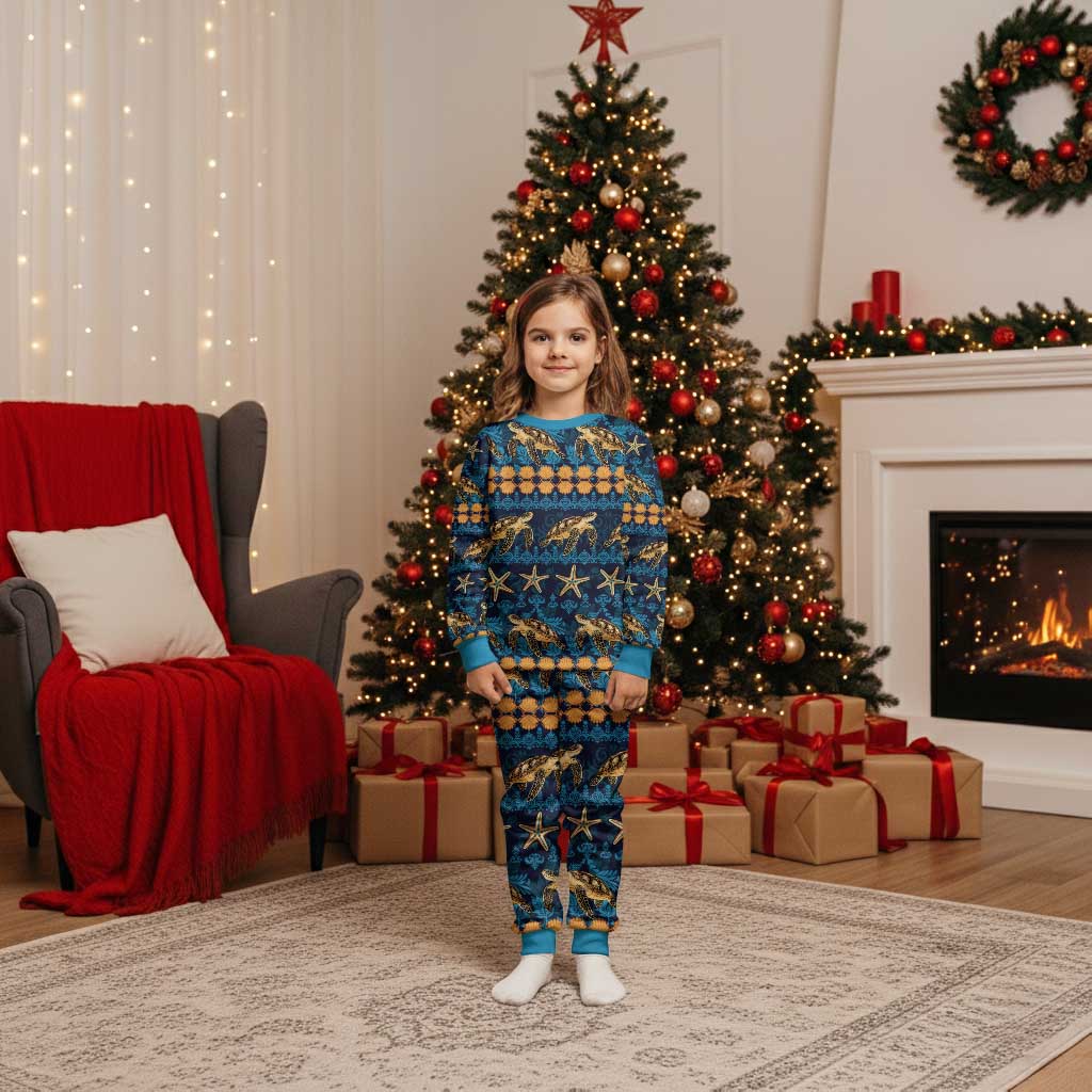 Hawaii Turtles Starfish Unique Pattern Christmas Pajama Set - Wonder Print Shop