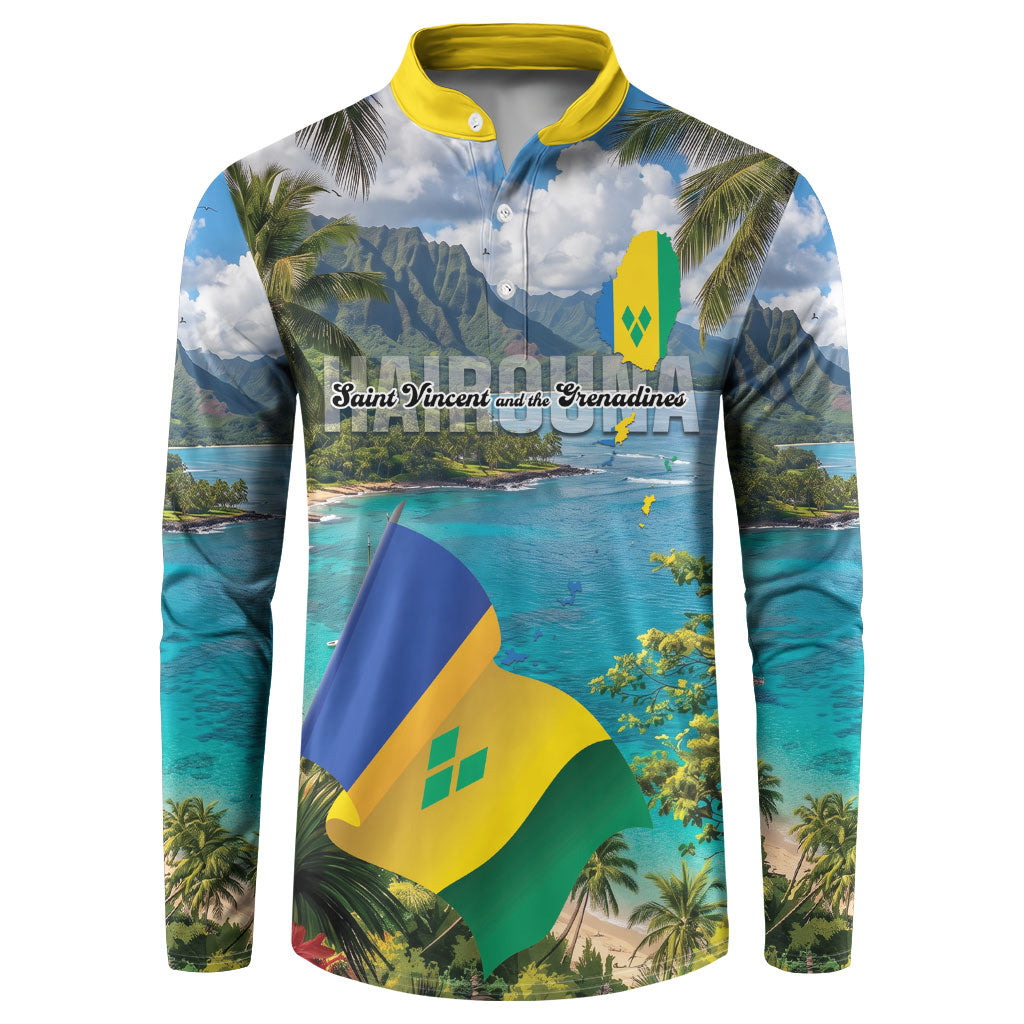Hairouna St Vincent and The Grenadines Personalized Button Sweatshirt Land of the Blessed