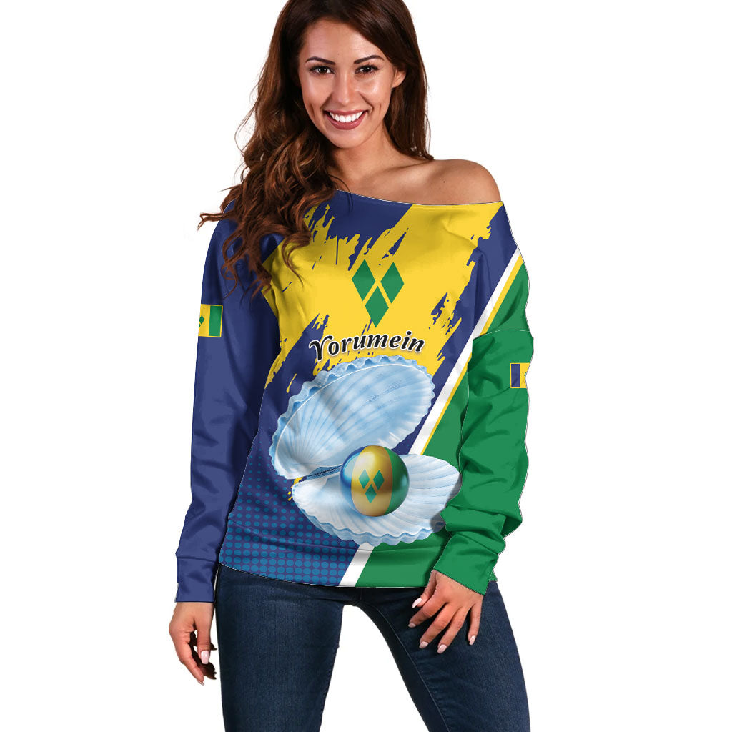 Yorumein SVG Personalized Off Shoulder Sweater Pearl of Caribbean