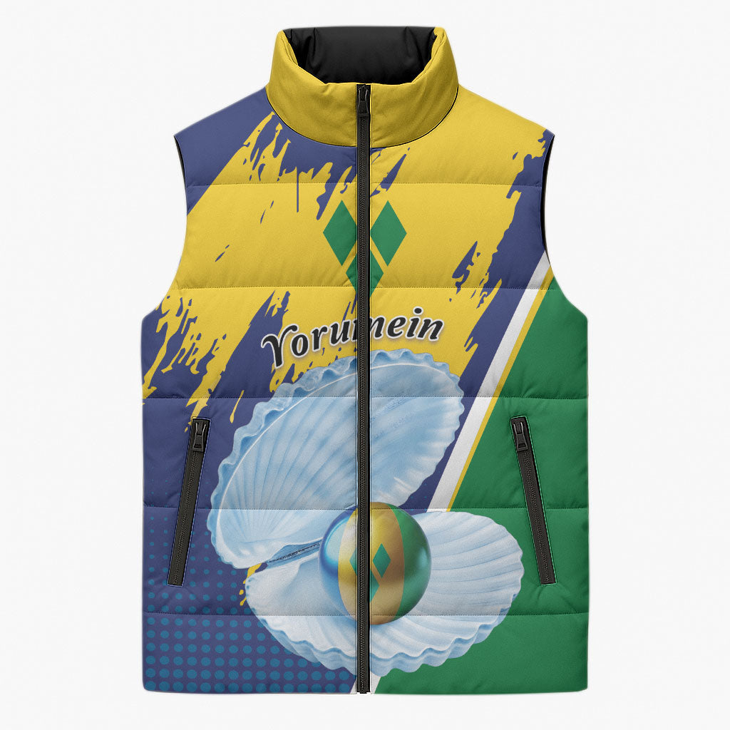 Yorumein SVG Personalized Sleeveless Puffer Jacket Pearl of Caribbean