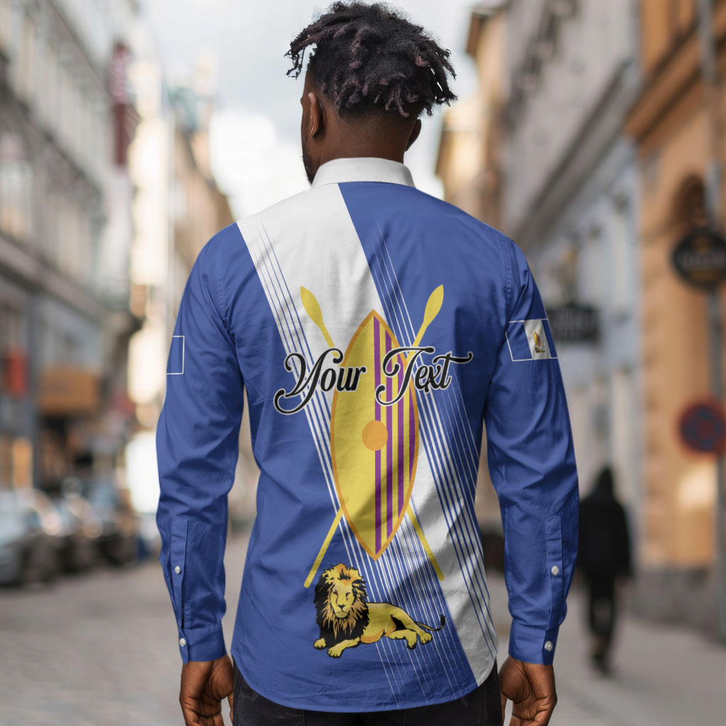 Personalised Buganda Long Sleeve Button Shirt Ekitiibwa kya Buganda