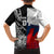 Custom New Zealand And France Rugby Family Matching Off Shoulder Long Sleeve Dress and Hawaiian Shirt XV de France Kiwi Silver Fern 2023 World Cup - Wonder Print Shop