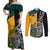 Custom New Zealand And Australia Rugby Couples Matching Off Shoulder Maxi Dress and Long Sleeve Button Shirts Wallabies Kiwi Silver Fern 2023 World Cup - Wonder Print Shop