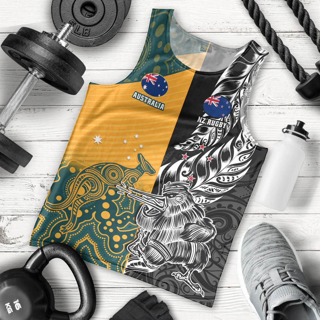 Custom New Zealand And Australia Rugby Men Tank Top Wallabies Kiwi Silver Fern 2023 World Cup - Wonder Print Shop