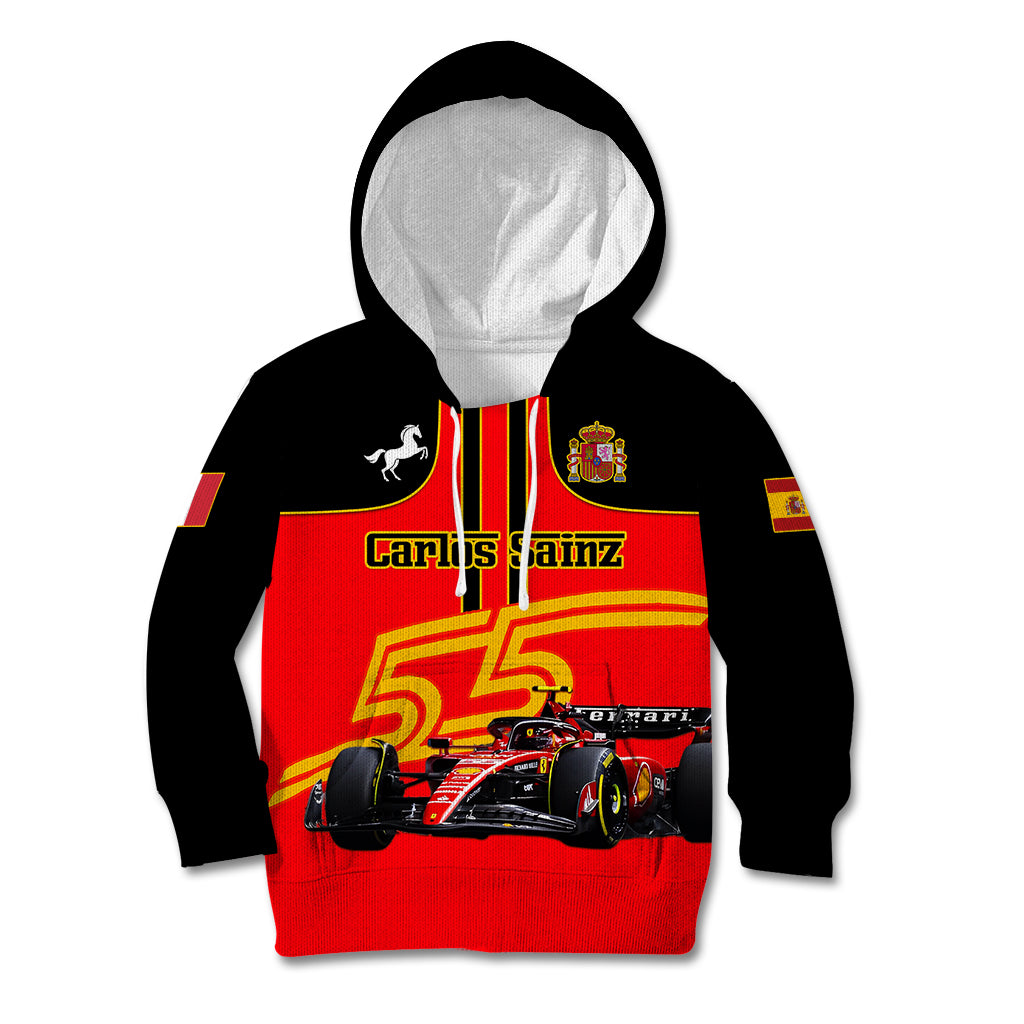 Personalised Carlos Sainz 55 Kid Hoodie 2023 Singapore GP - Wonder Print Shop