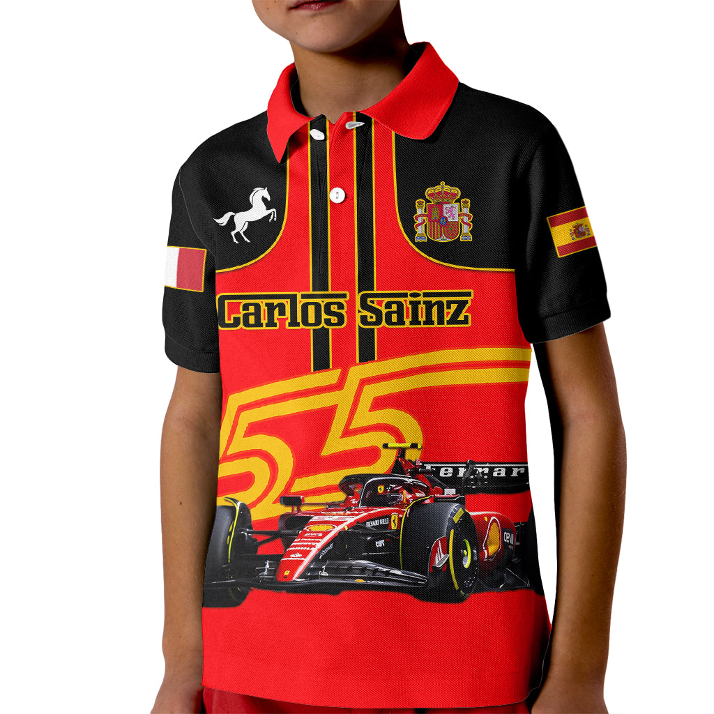 Personalised Carlos Sainz 55 Kid Polo Shirt 2023 Singapore GP - Wonder Print Shop