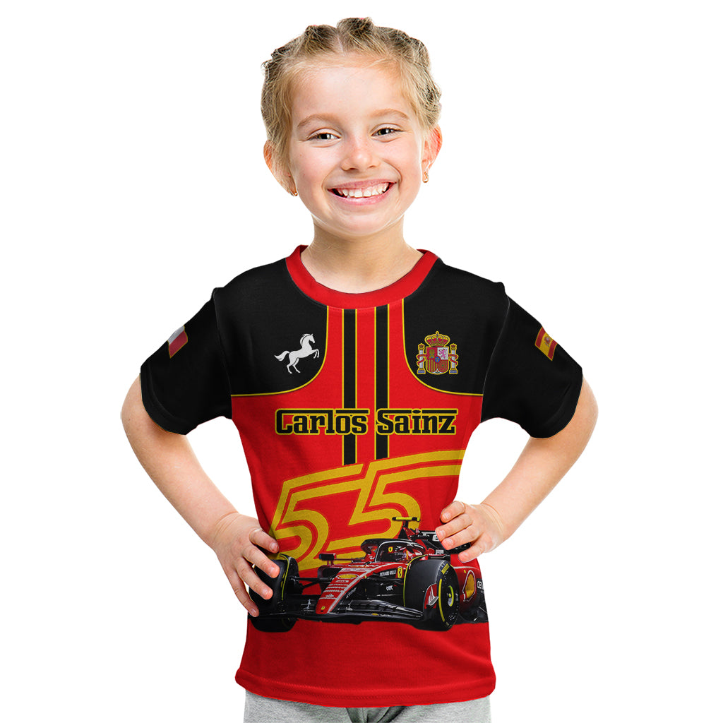 Personalised Carlos Sainz 55 Kid T Shirt 2023 Singapore GP - Wonder Print Shop