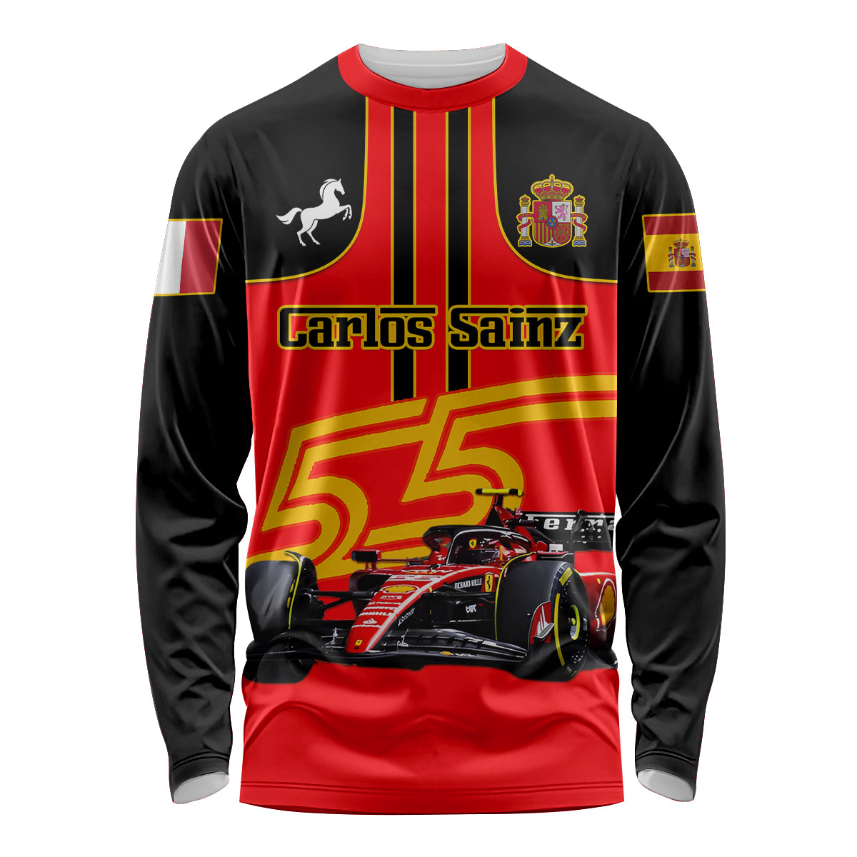 Personalised Carlos Sainz 55 Long Sleeve Shirt 2023 Singapore GP - Wonder Print Shop