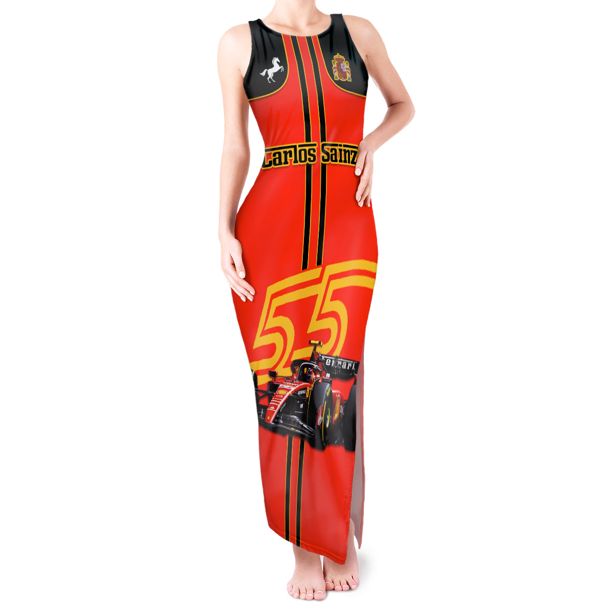 Personalised Carlos Sainz 55 Tank Maxi Dress 2023 Singapore GP - Wonder Print Shop