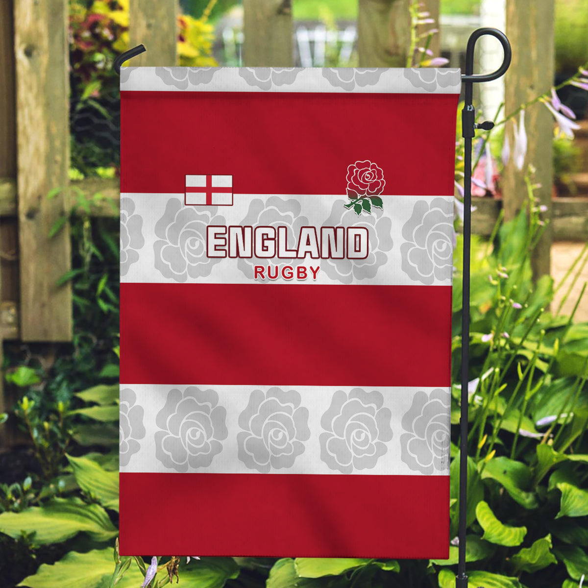 Custom England Rugby Garden Flag The Red Rose Champion World Cup 2023 - Wonder Print Shop