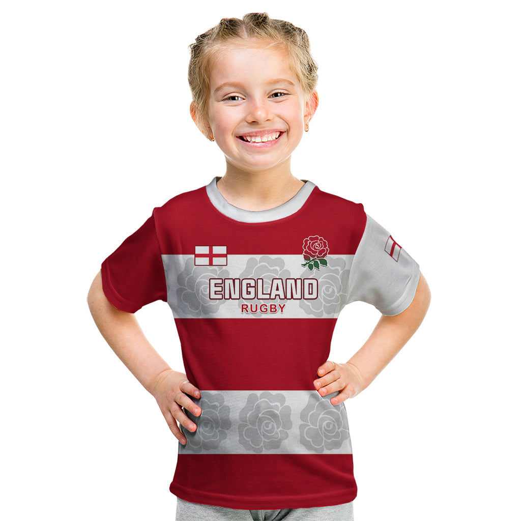 Custom England Rugby Kid T Shirt The Red Rose Champion World Cup 2023 - Wonder Print Shop