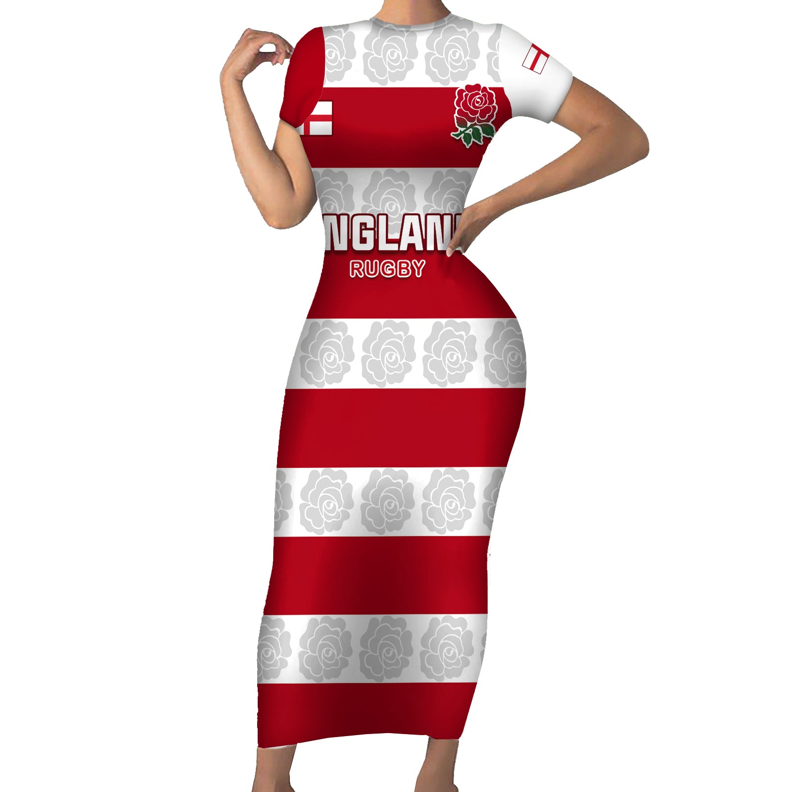 custom-england-rugby-short-sleeve-bodycon-dress-the-red-rose-champion-world-cup-2023