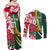 Custom South Africa and England Rugby Couples Matching Off Shoulder Maxi Dress and Long Sleeve Button Shirt The Red Rose Protea Pattern - Wonder Print Shop