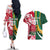 Custom South Africa and England Rugby Couples Matching Off The Shoulder Long Sleeve Dress and Hawaiian Shirt The Red Rose Protea Pattern - Wonder Print Shop