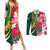 Custom South Africa and England Rugby Couples Matching Summer Maxi Dress and Long Sleeve Button Shirt The Red Rose Protea Pattern - Wonder Print Shop