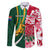 Custom South Africa and England Rugby Family Matching Long Sleeve Bodycon Dress and Hawaiian Shirt The Red Rose Protea Pattern - Wonder Print Shop