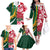 Custom South Africa and England Rugby Family Matching Off Shoulder Long Sleeve Dress and Hawaiian Shirt The Red Rose Protea Pattern - Wonder Print Shop