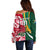 Custom South Africa and England Rugby Off Shoulder Sweater The Red Rose Protea Pattern - Wonder Print Shop