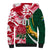 Custom South Africa and England Rugby Sherpa Hoodie The Red Rose Protea Pattern - Wonder Print Shop