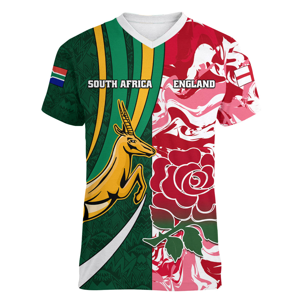 custom-south-africa-and-england-rugby-women-v-neck-t-shirt-the-red-rose-protea-pattern