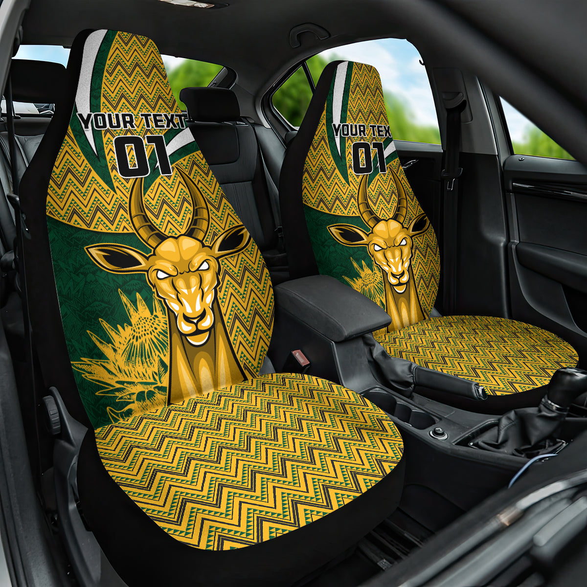 Custom South Africa Rugby Car Seat Cover Come On Bokke Champion World Cup 2023 - Wonder Print Shop